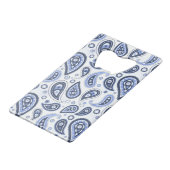 Blue Paisley Pattern Geldbeutel Flaschenöffner (Rückseite Schrägansicht)