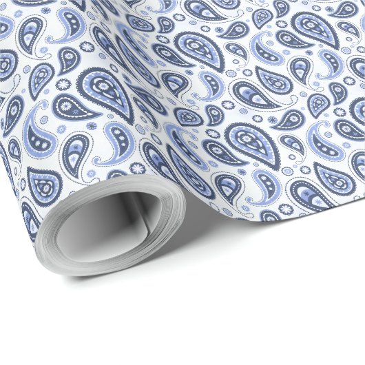 Blue Paisley Pattern Geschenkpapier (Rolleneckpunkt)