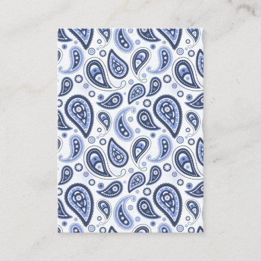 Blue Paisley Pattern Hinweiskarte (Vorderseite)