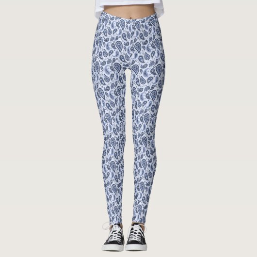 Blue Paisley Pattern Leggings (Vorderseite)