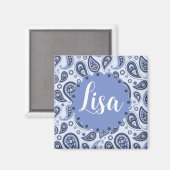 Blue Paisley Pattern Magnet (Vorderseite/Rückseite)