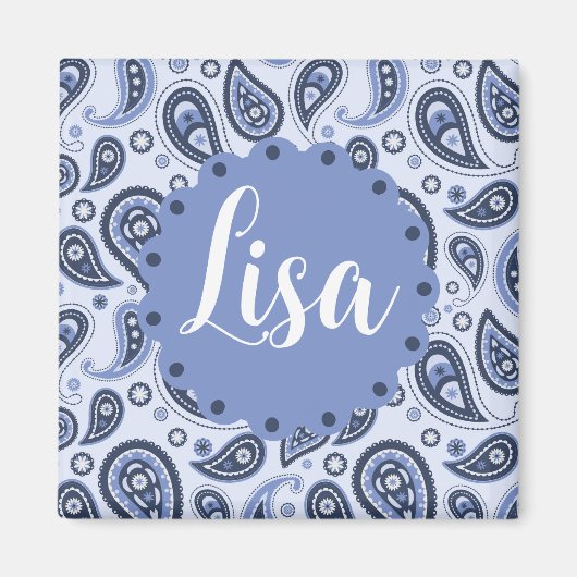 Blue Paisley Pattern Magnet (Vorne)