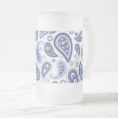 Blue Paisley Pattern Mattglas Bierglas (VorderseiteRechts)