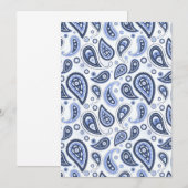 Blue Paisley Pattern Menükarte (Vorne/Hinten)
