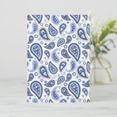 Blue Paisley Pattern Menükarte (Stehend Vorderseite)