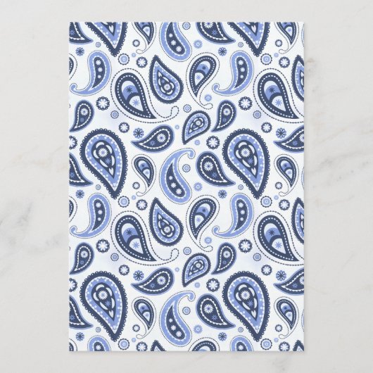 Blue Paisley Pattern Menükarte (Vorderseite)