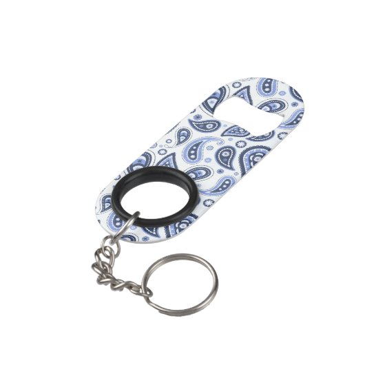 Blue Paisley Pattern Mini Flaschenöffner (Rückseite Schrägansicht)