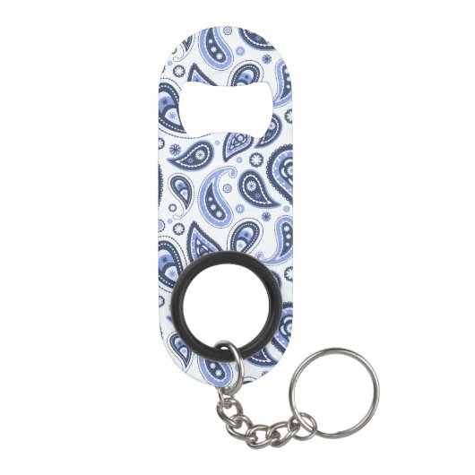 Blue Paisley Pattern Mini Flaschenöffner (Rückseite)