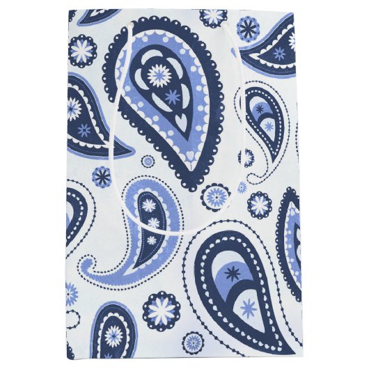 Blue Paisley Pattern Mittlere Geschenktüte (Vorderseite)