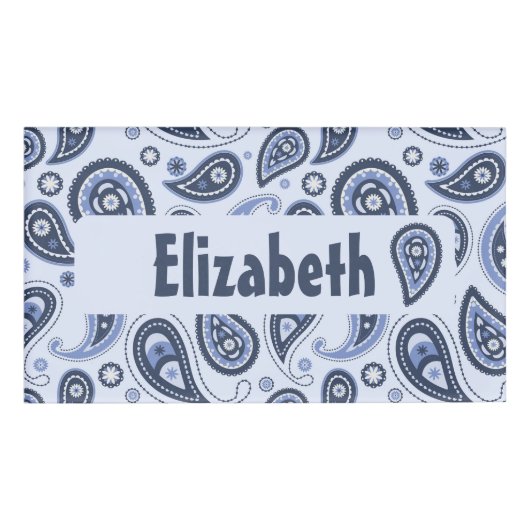 Blue Paisley Pattern Namenschild (Vorderseite)