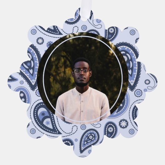 Blue Paisley Pattern Ornament Karte (Vorderseite)