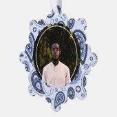 Blue Paisley Pattern Ornament Karte (Linke Ecke)