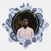 Blue Paisley Pattern Ornament Karte (Rückseite)