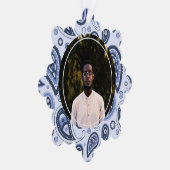 Blue Paisley Pattern Ornament Karte (Rechts)