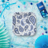 Blue Paisley Pattern Pappteller (Party)