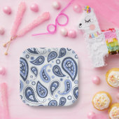 Blue Paisley Pattern Pappteller (Party)