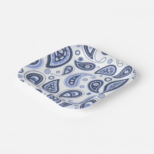 Blue Paisley Pattern Pappteller (Gewinkelt)