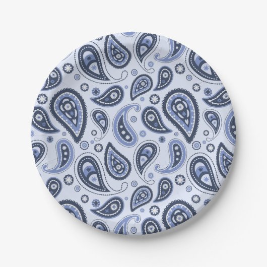 Blue Paisley Pattern Pappteller (Vorderseite)
