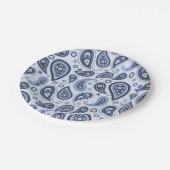 Blue Paisley Pattern Pappteller (Schrägansicht)
