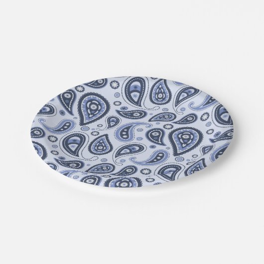 Blue Paisley Pattern Pappteller (Schrägansicht)