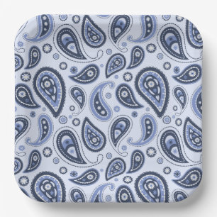 Blue Paisley Pattern Pappteller