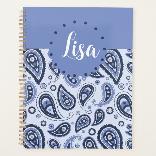 Blue Paisley Pattern Planer (Vorderseite)