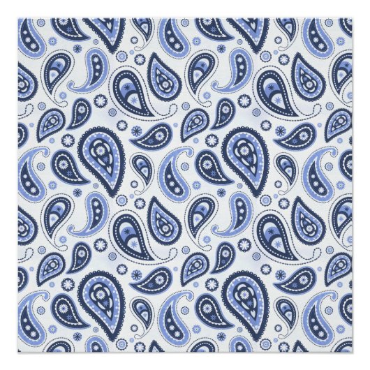 Blue Paisley Pattern Poster (Vorderseite)