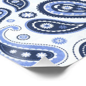 Blue Paisley Pattern Poster (Ecke)