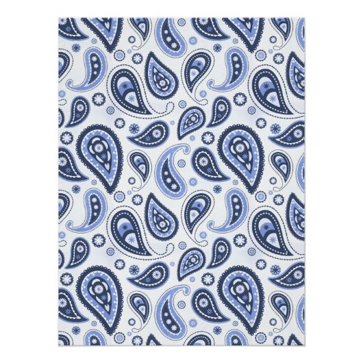 Blue Paisley Pattern Poster (Vorderseite)