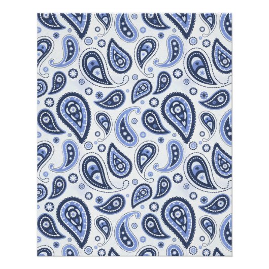 Blue Paisley Pattern Poster (Vorderseite)