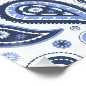 Blue Paisley Pattern Poster (Ecke)