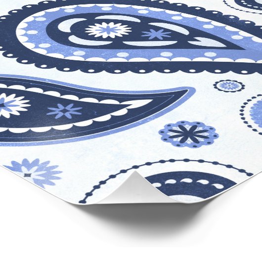 Blue Paisley Pattern Poster (Ecke)