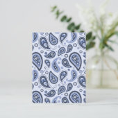 Blue Paisley Pattern Postkarte (Stehend Vorderseite)