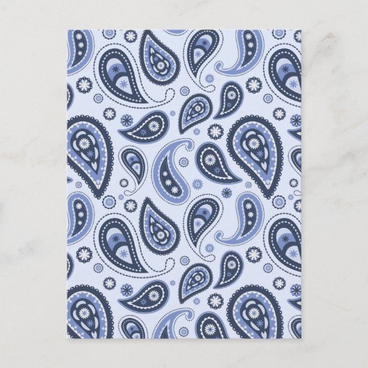 Blue Paisley Pattern Postkarte (Vorderseite)