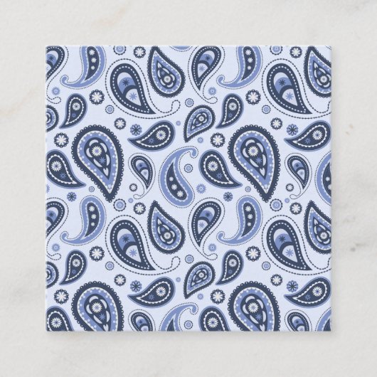 Blue Paisley Pattern Quadratische Visitenkarte (Vorderseite)