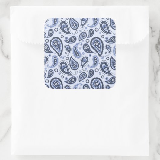 Blue Paisley Pattern Quadratischer Aufkleber (Tasche)