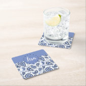 Blue Paisley Pattern Rechteckiger Pappuntersetzer (Vor Ort)