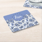 Blue Paisley Pattern Rechteckiger Pappuntersetzer (angewinkelt)