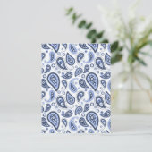 Blue Paisley Pattern RSVP Karte (Stehend Vorderseite)