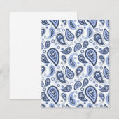 Blue Paisley Pattern RSVP Karte (Vorne/Hinten)