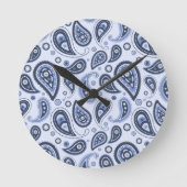 Blue Paisley Pattern Runde Wanduhr (Vorderseite)