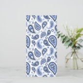 Blue Paisley Pattern Save The Date (Stehend Vorderseite)