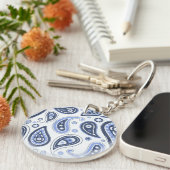 Blue Paisley Pattern Schlüsselanhänger (Vorderseite rechts)