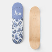 Blue Paisley Pattern Skateboard (Vorderseite)