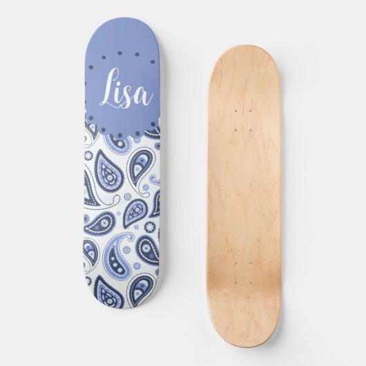 Blue Paisley Pattern Skateboard (Vorderseite)