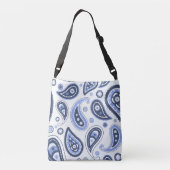 Blue Paisley Pattern Tragetaschen Mit Langen Trägern (Rückseite)