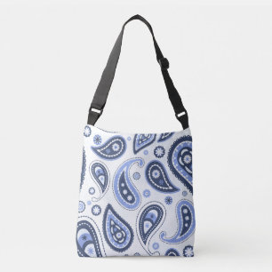 Blue Paisley Pattern Tragetaschen Mit Langen Trägern