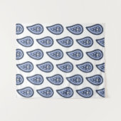 Blue Paisley Pattern Wandteppich (Vorderseite (Horizontal))