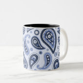 Blue Paisley Pattern Zweifarbige Tasse (VorderseiteRechts)