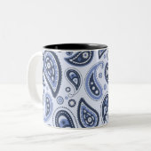 Blue Paisley Pattern Zweifarbige Tasse (Vorderseite Links)